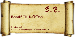 Babák Nóra névjegykártya